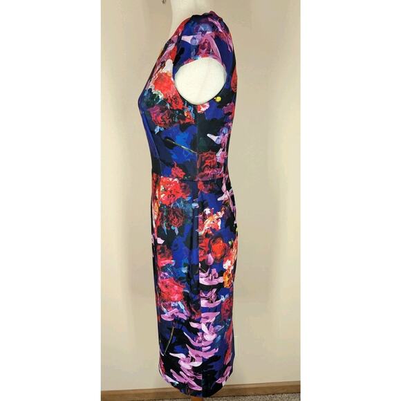 Betsey Johnson Women's Short Sleeve Stretch Dress Colorful Floral Print Size 4 - Picture 2 of 11